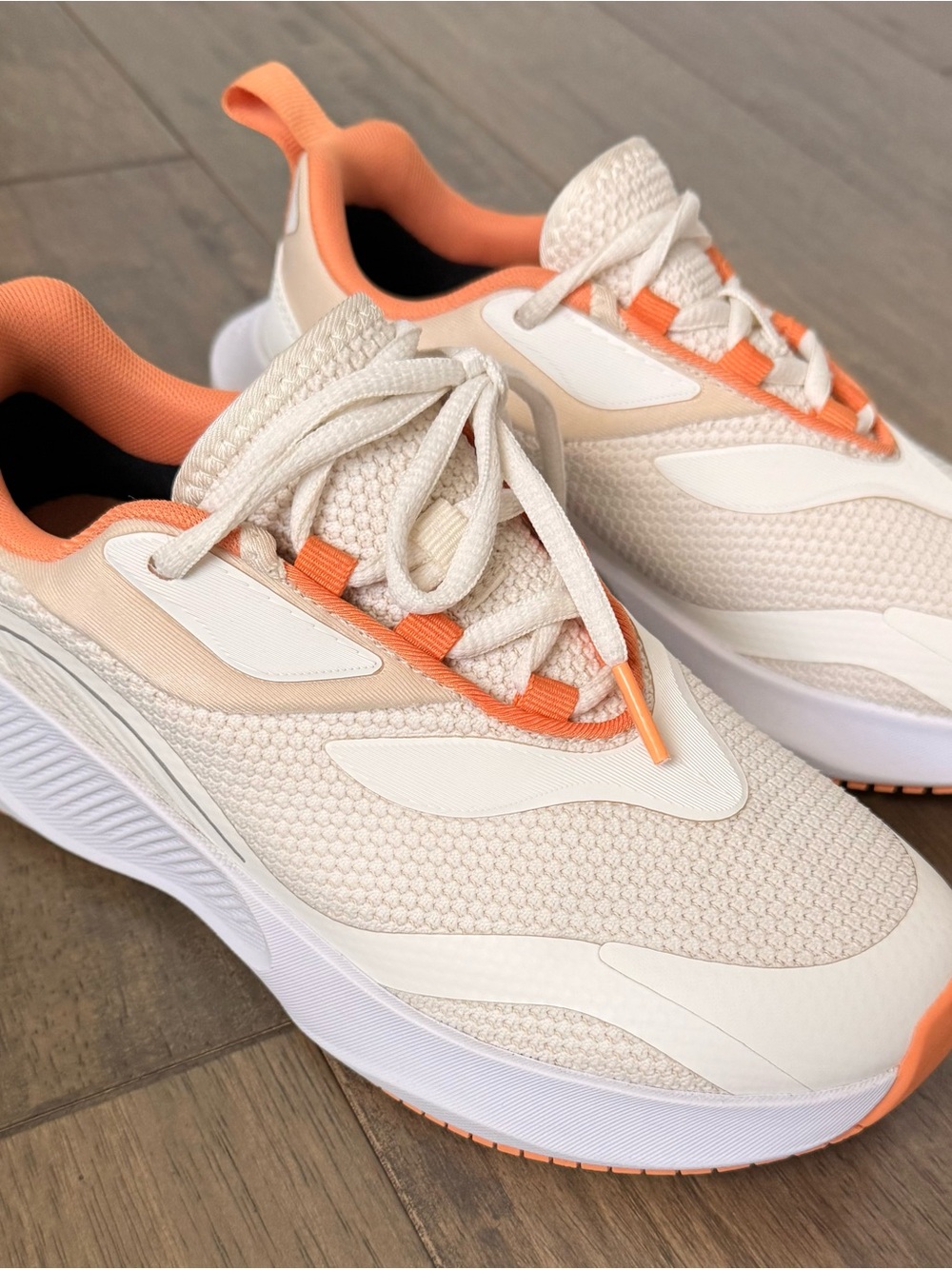 Vessi Tidal Women’s Knit Athletic Sneakers in Cream & Peach